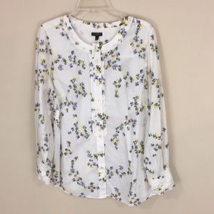 Talbots Plus Button Down Floral Top Shirt with Mini Ruffle Detailing Size X
